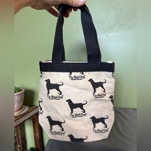 The Black Dog Mini Tote White/Black Martha's Vineyard 9.5"x9"x3" Plus Straps